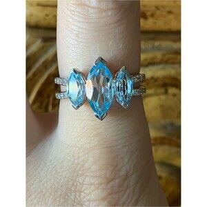 Sky Blue Topaz Sterling Silver Ring Size 8.75